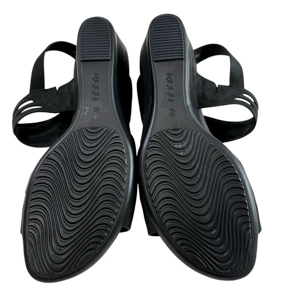 Ecco Touch 45 Strappy Black Leather Wedge Sandals Size 38/ US 7-7.5 - Picture 13 of 16